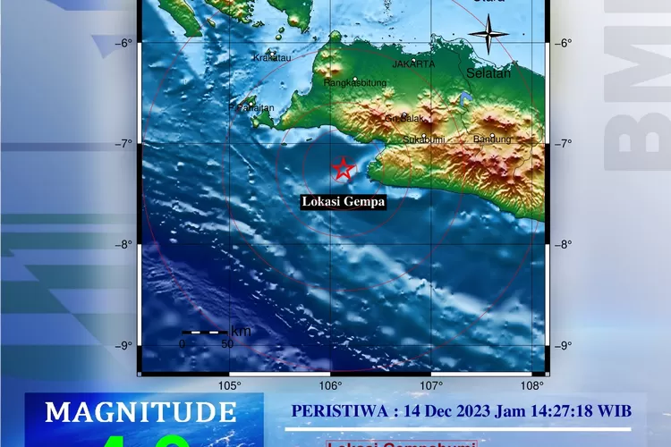 Gempa Bayah Banten Magnitudo 4,9 Kamis 14 Desember 2023, Warganet: Kerasa sampai Cianjur