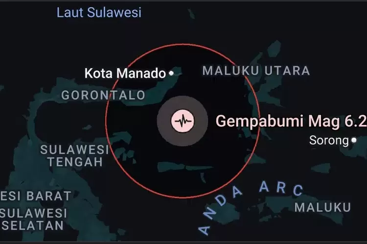 Titik Gempa di wilayah perairan Bolaang Mongondow Timur, Sulut. (BMKG)