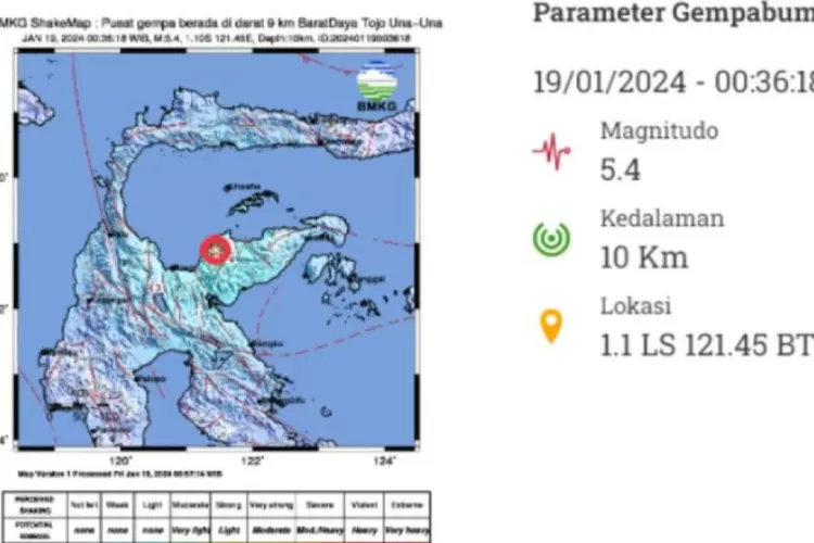 Gempa Bumi 5,4 Magnitudo Guncang Wilayah Barat Daya Tojo Una-Una ...