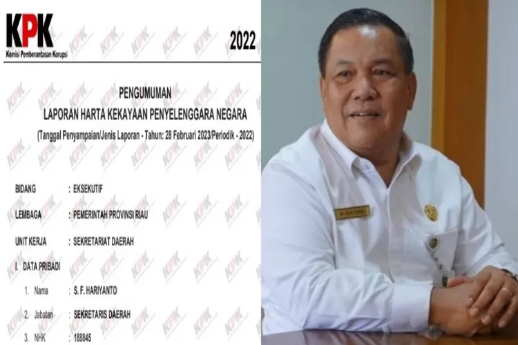 Harta Kekayaan SF Haryanto Pj Gubernur Riau Capai Rp9 M Nggak Punya ...