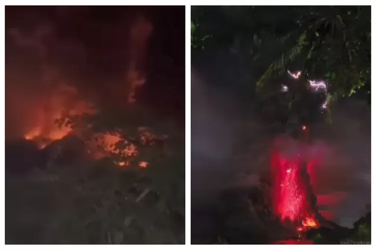 Rekaman video amatir Gunung Ruang di Sulawesi Utara meletus. (instagram @warungjurnalis)