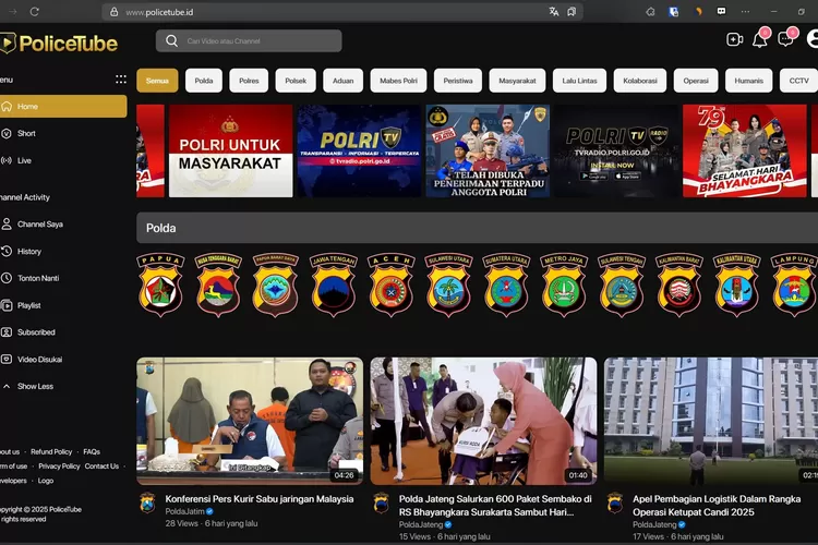 Tampilan Halaman Situs Police Tube. (Twitter/ @magumilar)