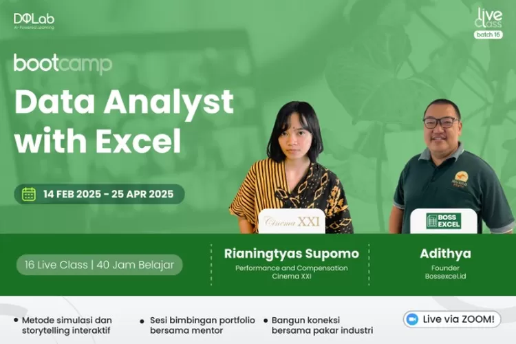 Pelajari cara mengelola dan menganalisis data secara efektif menggunakan Microsoft Excel untuk siap berkarier jadi Data Analyst unggulan bersama DQLab!
