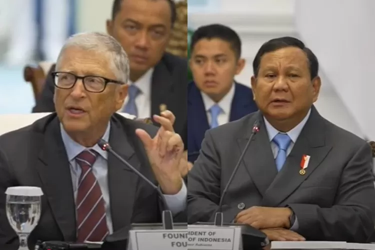 Tokoh Bisnis kenamaan AS, Bill Gates (kiri) dan Presiden RI, Prabowo Subianto (kanan). (YouTube.com / Sekretariat Presiden)