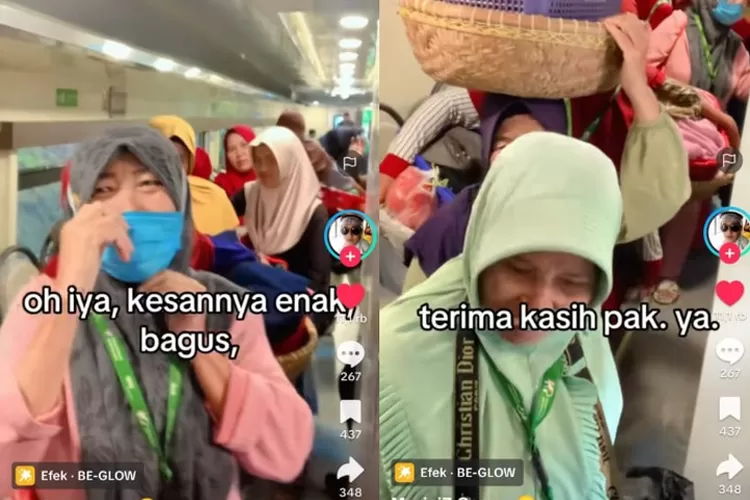 Pengguna kereta api pedagang-petani menggunakan fasilitas baru. (Sumber: tiktok.com/teguhpriyo286)