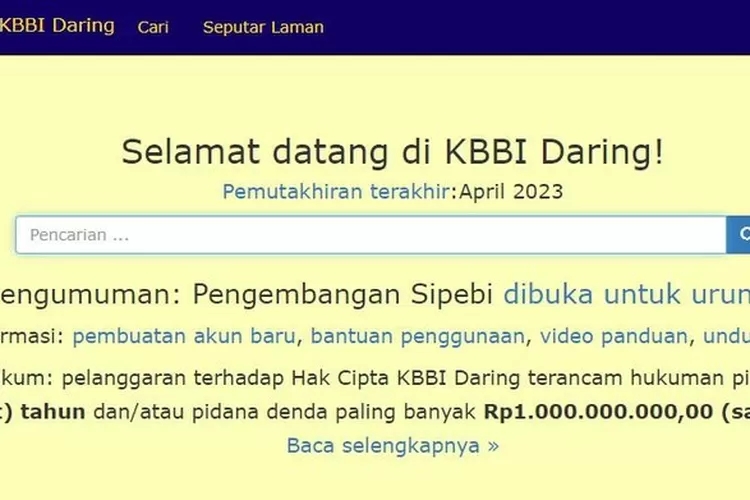 Ilustrasi Situs KBBI Daring  (Situs KBBI Kemdikbud)