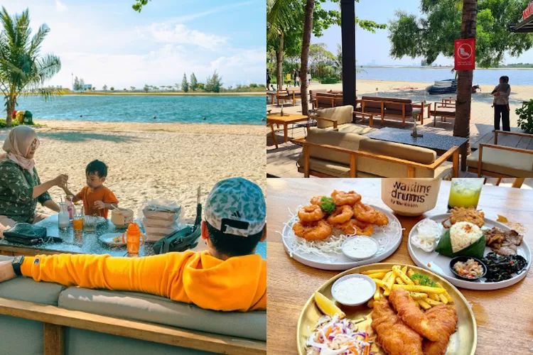 Walking Drums Ancol, restoran pinggir pantai di Jakarta yang lebih bagus daripada di Bali (Instagram/walkingdrums.ancol dan Google Maps)