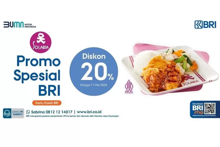 Promo BRI di Solaria ada diskon sampai 20 persen. (bri.co.id)