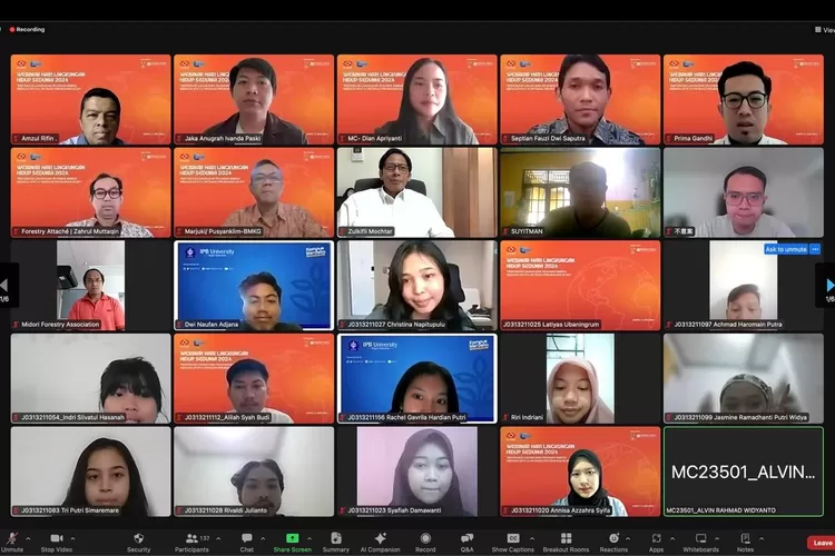 Peserta dan pembicara webinar Hari Lingkungan Hidup Sedunia yang diadakan PPI Jepang