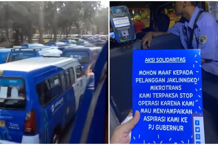  Sopir JakLingko se-DKI Jakarta gelar aksi Mogok Massal dan  unjuk rasa di depan Balai Kota Jakarta