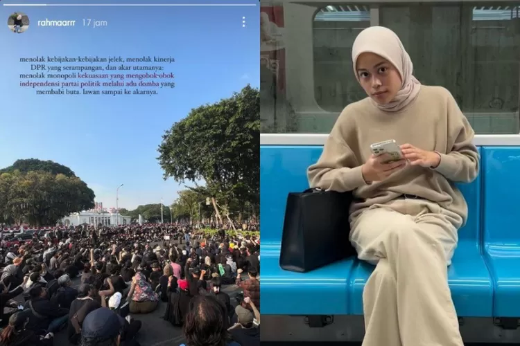 Putri Cak Imin, Rahma Arifa atau Rara turun ke jalan tolak RUU Pilkada. (Sumber: Instagram @rahmaarrr)