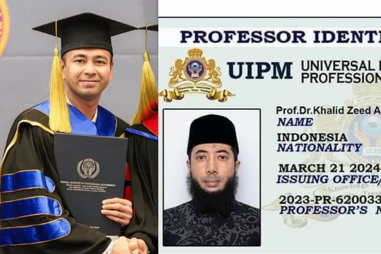 Potret Raffi Ahmad saat Wisuda Doktor HC (Kiri) dan Ustad Khalid Basalamah yang Dapat Gelar Professor di UIPM (Kanan) (Kolase/Instagram @raffinagita1717 dan Dok/UIPM)