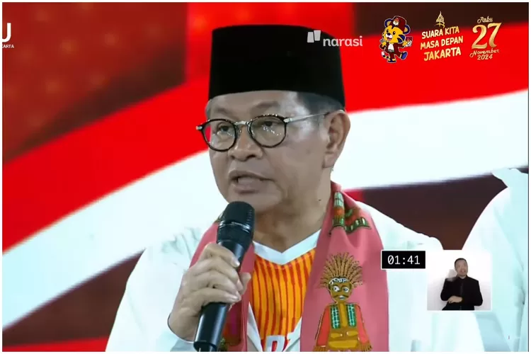 Cagub DKI Jakarta Pramono Anung saat debat Pilkada DKI Jakarta. (Foto/tangkap layar YouTube Narasi Newsroom.)