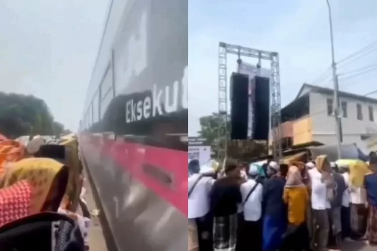 Kolase Potret Jamaah Pengajian di Rel Kereta (Instagram @haluandotco)