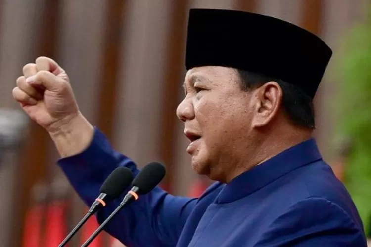 Presiden Prabowo Subianto saat pidato di pelantikan Presiden dan Wakil Presiden terpilih (instagram @kemensetneg.ri)