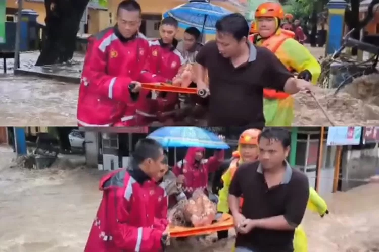 Tim SAR evakuasi 24 Orang di Puskesmas Sukabumi (akun tiktok @beritahusukabumi )