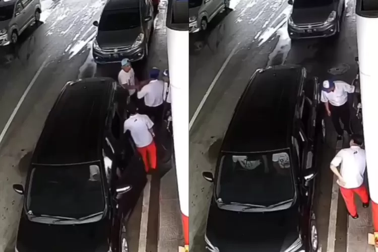 Viral! Pengemudi pukul operator SPBU diduga tersinggung isi BBM Rp 25.000 (Sumber foto @Heraloebss)