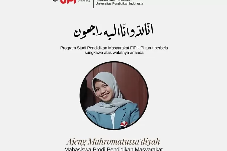 Sosok Ajeng Mahromatussadiyah Mahasiswi UPI yang Tewas Terjatuh di Gymnasium. (Foto/Instagram/@penmas.upi.)