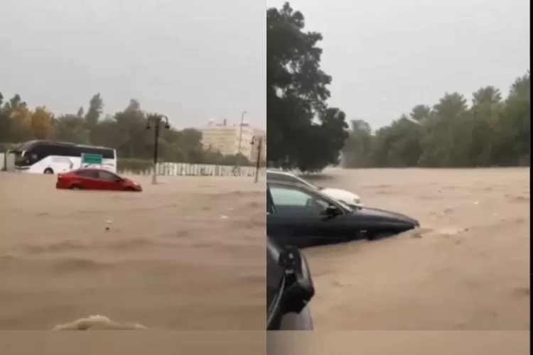 Potret Banjir Deras di Mekkah, Arab Saudi (Tangkapan Layar Instagram @haluandotco)