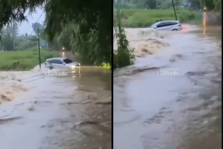 Potret Mobil yang terendam banjir di Kabupaten Bekasi (Tangkapan layar Instagram @jabodetabek24info)