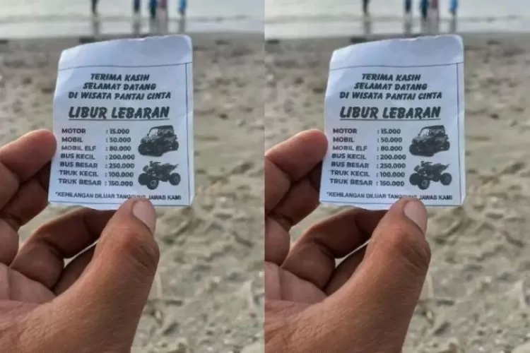 Viral! Karcis Parkir di Wisata Pantai Cinta Tuai Pro Kontra (Tangkapan layar Instagram @tanyakanrl)