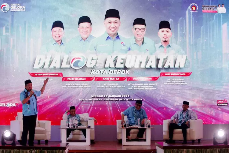 Partai Geloran menghelat Dialog Keumatan, di Ronatama Graha dan Convention Hall, Kecamatan Pancoranmas, Kota Depok, Minggu (28/1).