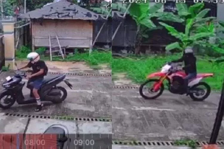 TANGKAPAN LAYAR : Sosok pelaku pencurian kendaraan motor Jalan H Mandor Sanin II, Kelurahan Tanah Baru, Kecamatan Beji. (ISTIMEWA)