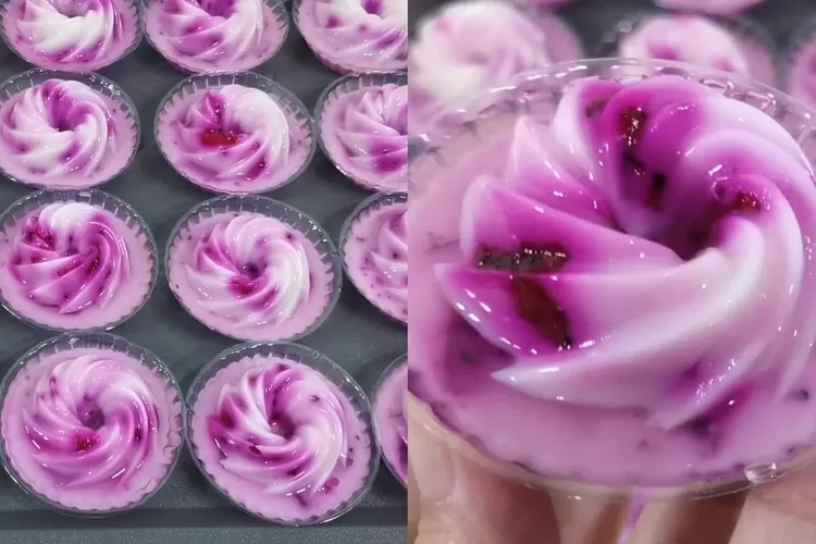 Tampilan cantik dari puding mini buah naga (Tangkapan layar Youtube Dapur Chimel)