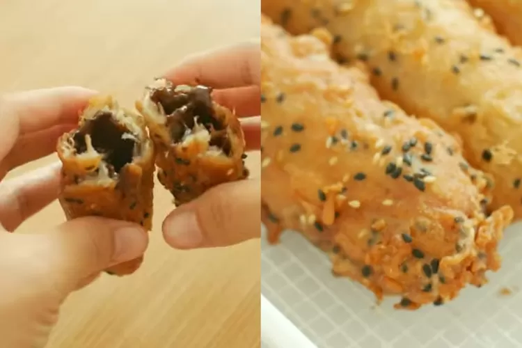 Tampilan pisang kopong isi coklat lumer jadi cemilan kekinian (Tangkapan layar Youtube dapur umi)