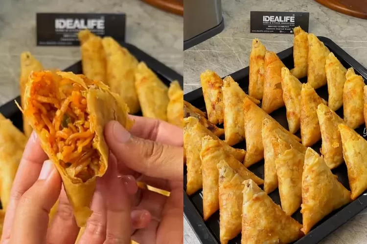 Lumpia isi mie pedas yang enak jadi cemilan saat hujan (Tangkapan layar Youtube wulandari dr)