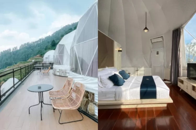 Pemandangan dan fasilitas menginap di glamping Damar Langit Resort (damarlangit.id)