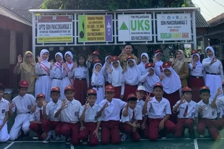 Foto bersama peserta LPP dari SDN Pancoranmas 3 saat memboyong prestasi, beberapa waktu lalu. (DOKUMEN SEKOLAH)