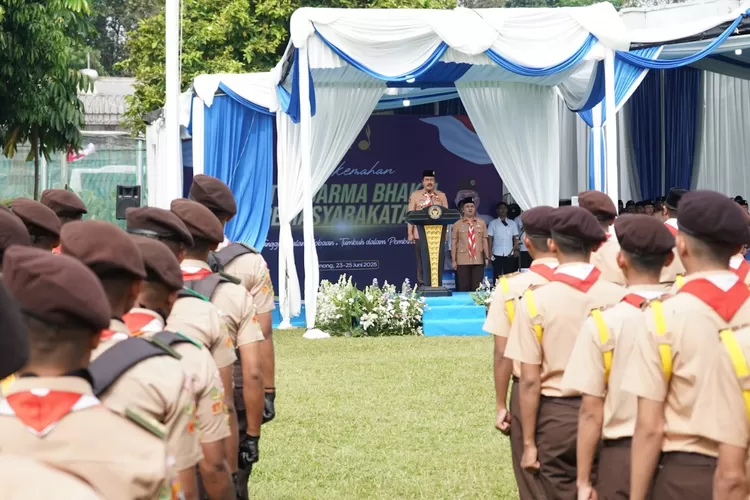Menteri Imigrasi dan Pemasyarakatan (Menimipas), Agus Andrianto, saat membuka Perkemahan Satya Dharma Bhakti Pemasyarakatan, di Lapas Cibinong, 23-25 Juni 2025. (Lapas Cibinong)