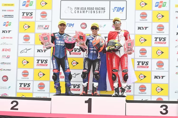 Pebalap muda AHM honda M. Adenanta Putra meraih posisi ketiga pada race pertama ARRC Jepang 2025