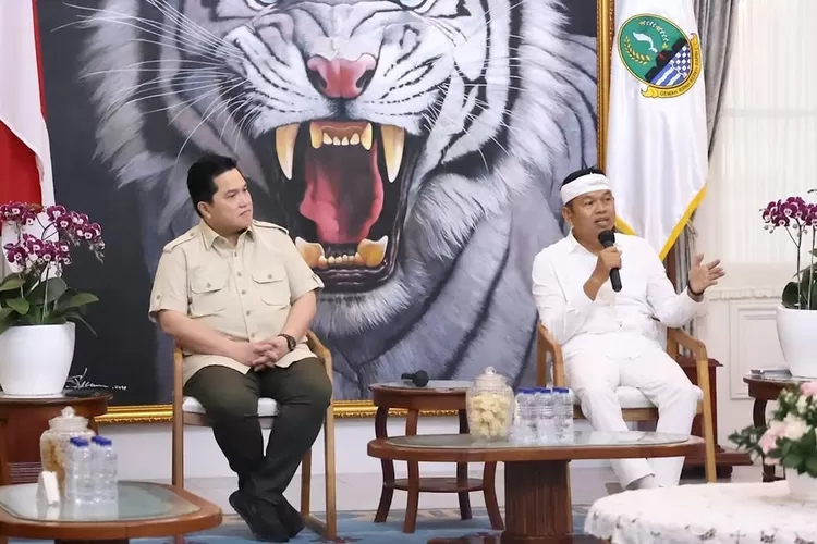 Menteri BUMN Erick Thohir dan Gubernur Jabar Dedi Mulyadi saat rakor dengan pemda.  (KABAR BOGOR)