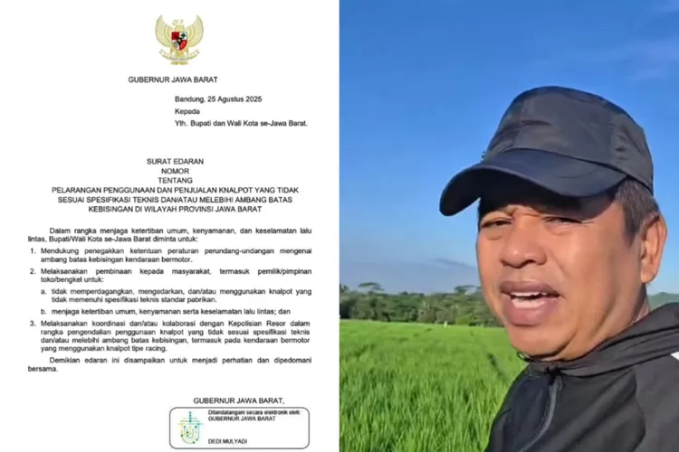 Pemprov Jabar dan Gubenur Jawa Barat Dedi Mulyadi melarang penggunaan dan penjualan knalpot brong (Instagram/@dedimulyadi71)