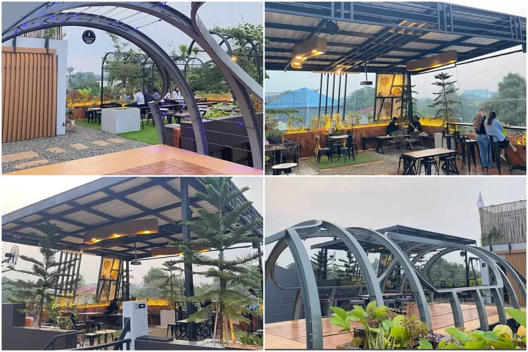 Suasana tempat nongkrong ala outdoor cafe di Sunset Bridge Coffee and Eatery Depok