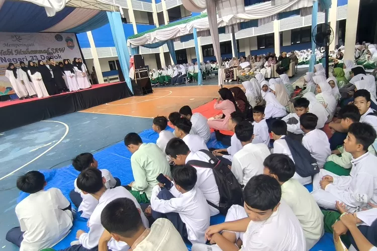 Pelaksanaan peringatan Maulid Nabi Muhammad SAW 1447 Hijriah di SMPN 33 Depok. (DOKUMEN SEKOLAH)
