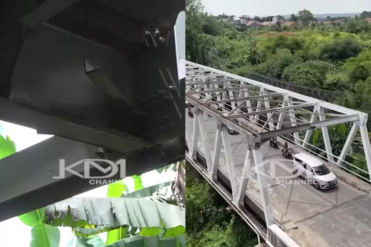 Kondisi penyangga baja di Jembatan Ciherang Purwakarta yang mengalami pencurian (Tangkapan layar Youtube KANG DEDI MULYADI CHANNEL)