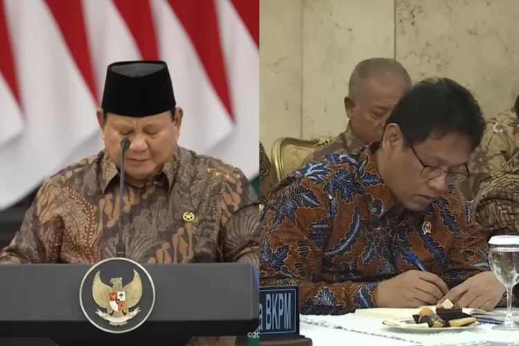 Presiden RI, Prabowo Subianto dan Menkeu Purbaya Yudhi Sadewa dalam sidang kabinet (Tangkapan layar Youtube Sekretariat Presiden)