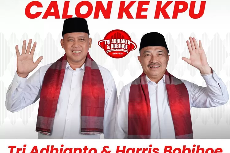Pasangan Tri Adhianto dan Abdul Harris Bobihoe, bakal calon Walikota dan Wakil Walikota Bekasi akan mendaftar sebagai kontestan Pilkada 2024, Rabu 28 Agustus 2024. (Pamflet)