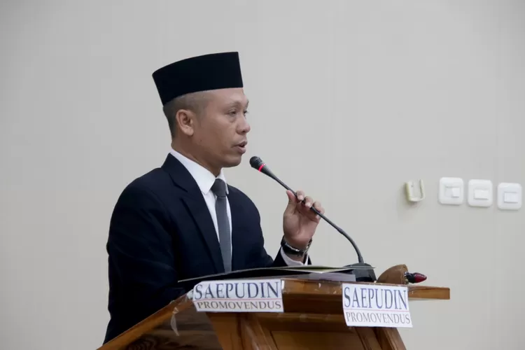Dosen Universitas Djuanda (Unida) Aep Saepudin Muhtar alias Gus Udin saat sidang promosi doktoral di Universitas Islam Negeri (UIN) Syarif Hidayatullah Jakarta (dok pribadi)