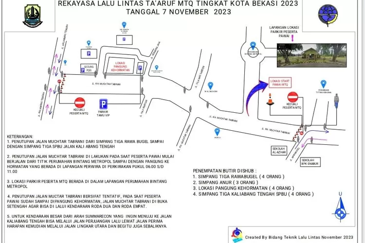 rekayasa lalu lintas yang dipersiapkan Dishub Kota Bekasi menyambut pawai Taaruf MTQ Kota Bekasi. (Pemkot Bekasi)