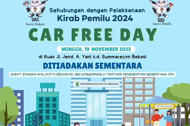 Pemerintah Kota Bekasi batalkan CFD karena kegiatan Kirab Pemilu 2024. (Kota Bekasi)