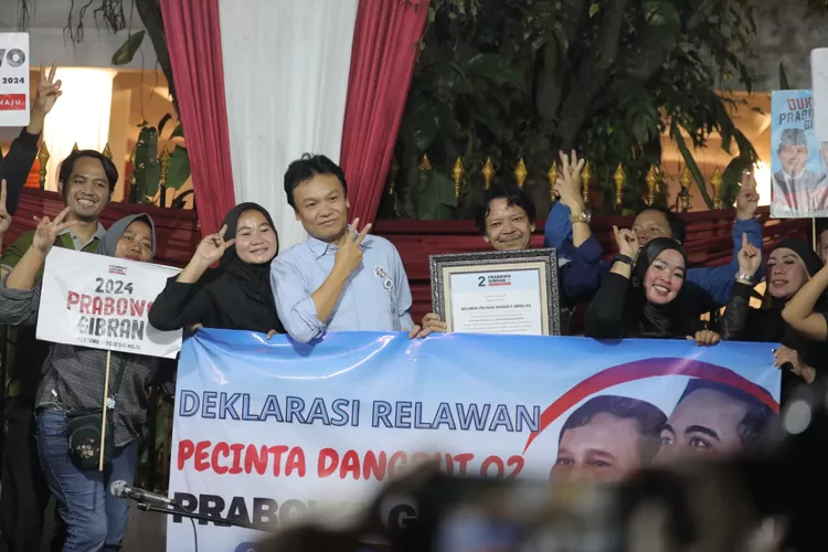 elawan Pecinta Dangdut 02 mendeklarasikan dukungan untuk calon presiden dan calon wakil presiden Prabowo Subianto-Gibran Rakabuming Raka (Prabowo Gibran) di Pilpres 2024. (TKN)