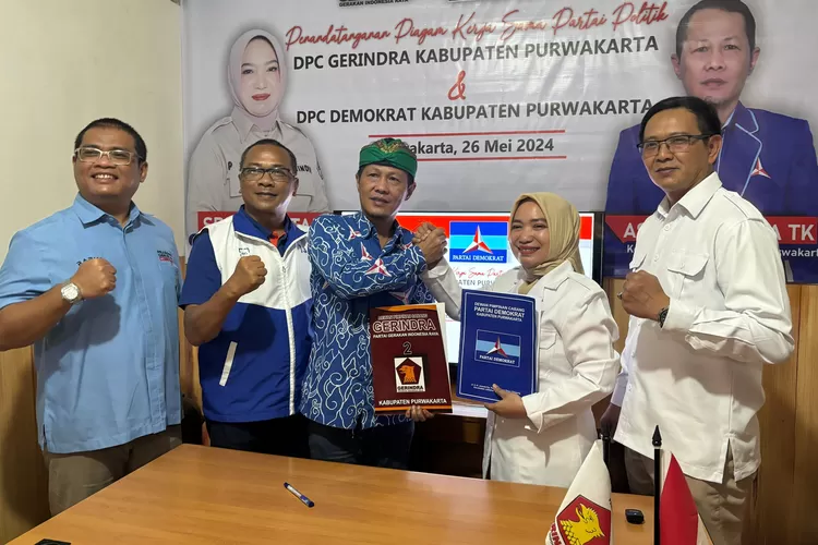 DPC Partai Gerindra dan DPC Partai Demokrat resmi berkoalisi pada Pilkada 2024 di Kabupaten Purwakarta. (Herman)