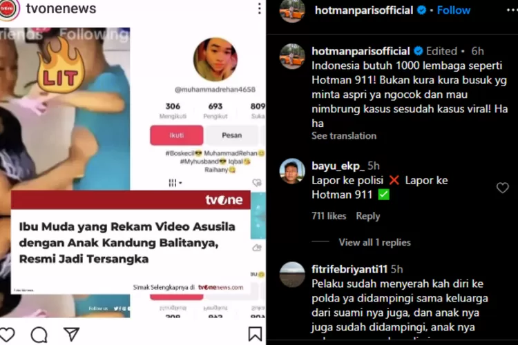 Ikut Komentari Kasus Pelecehan Seksual Ibu Dengan Anak Kandung Sendiri, Hotman Paris: Indonesia Butuh 1000 Lembaga Seperti Hotman 911! (Screenshot dari Instagram @hotmanparisofficial)