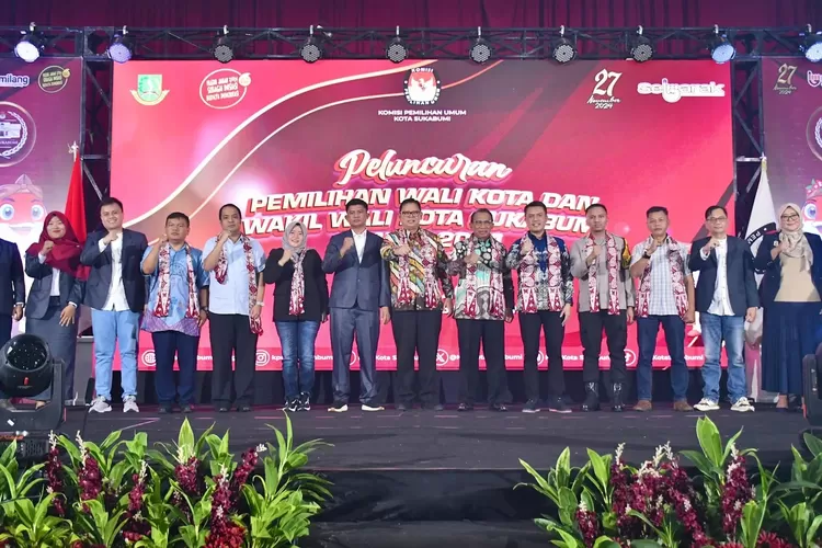 KPU Kota Sukabumi meluncurkan rangkaian Pilkada 2024 dan mengenalkan Mang Dama dan Bi Dami jadi maskot resmi (Satiri)