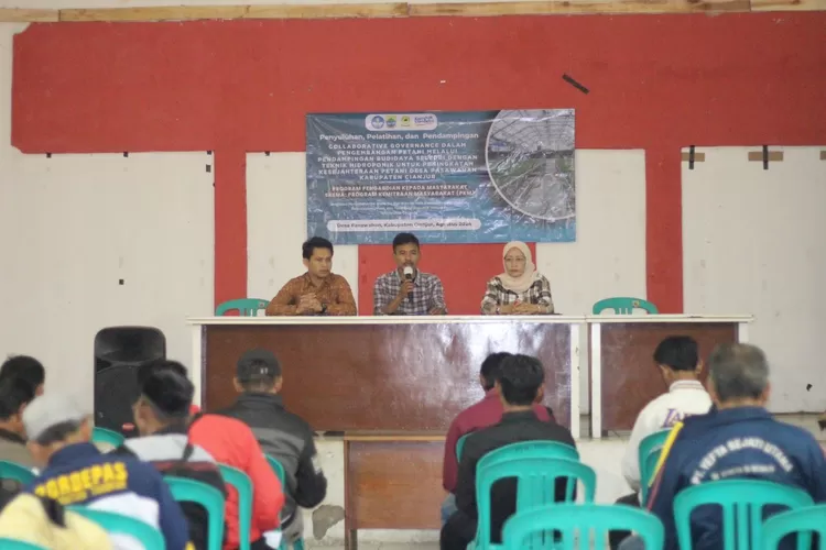 pendampingan Budidaya Seledri dengan Teknik Hidroponik untuk Peningkatan Kesejahteraan Petani Desa Pasawahan Kabupaten Cianjur yang digelar di Aula Kantor Desa Pasawahan, Kecamatan Takokak, Kabupaten Cianjur, Jumat, 2 Agustus 2024. (Ist)