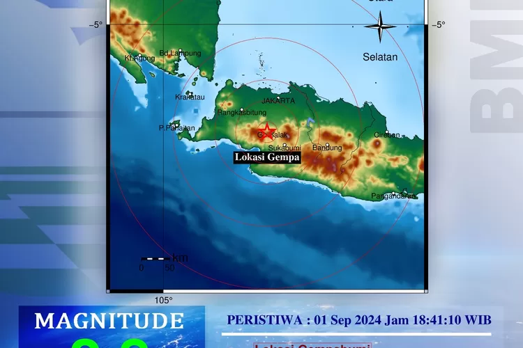 Gempa bumi mengguncang wilayah Kota Bogor, Jawa Barat, Minggu, 1 September 2024. (BMKG)